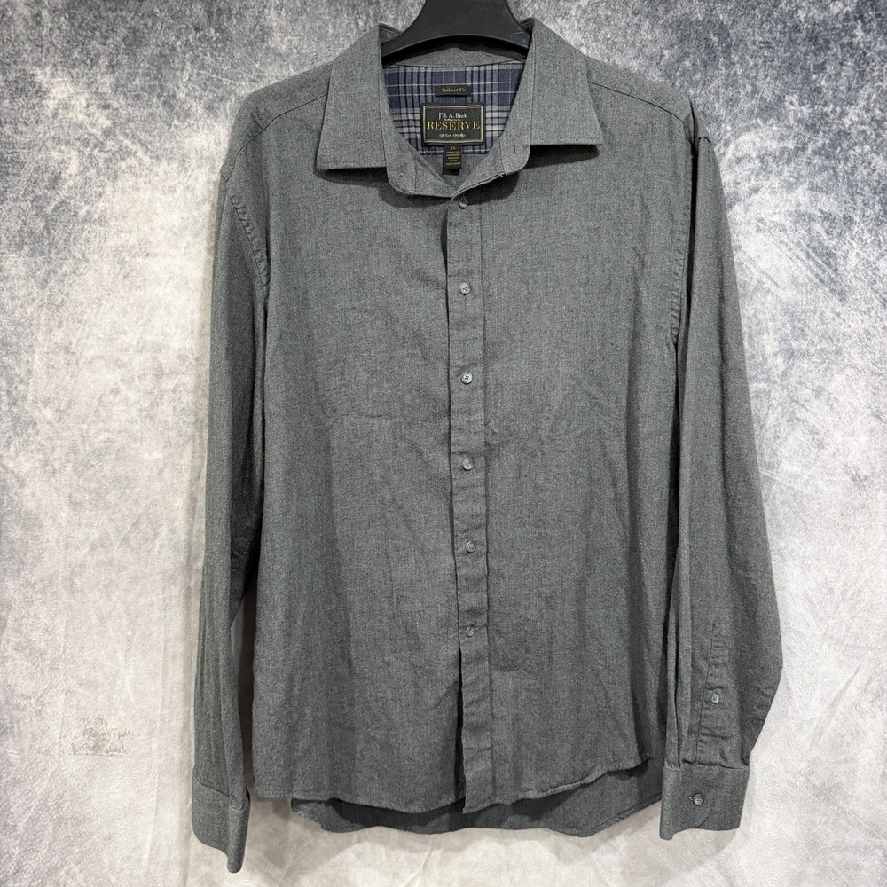 Jos A Bank Reserve Button Shirt XL Cotton/Cashmere Long Sleeve Dark Gray Soft